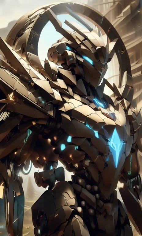 There is a drawing of a man holding a sword and a clock。, Anime robot mixed with organic, Mecha style greek god, Portrait of digital shaman, AI Art God King, , Portrait of robot shaman, Simple futuristic robot queen, Highly detailed official artwork, ( ( AI Art God King ) ), Vitruvian Mecha