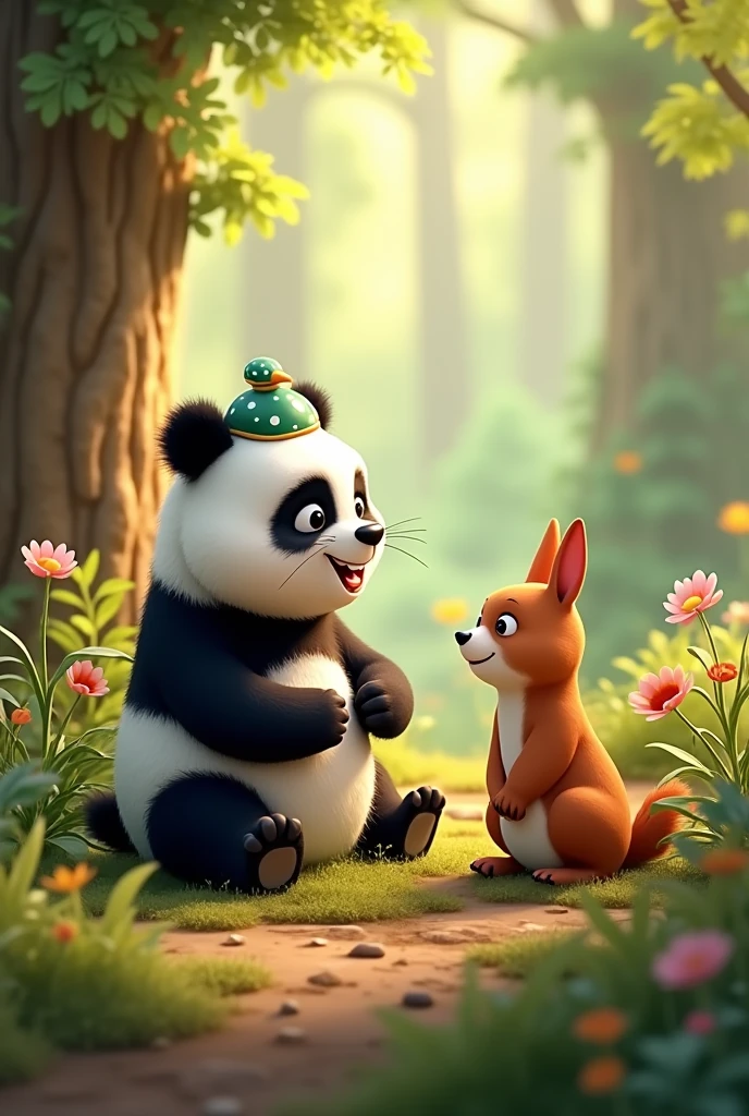 Panda talking to buds