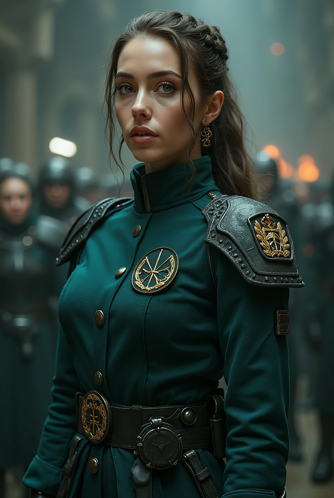 Government Woman, Adept Sorority Warhammer 40.000, uniform color Dark greenish petroleum blue