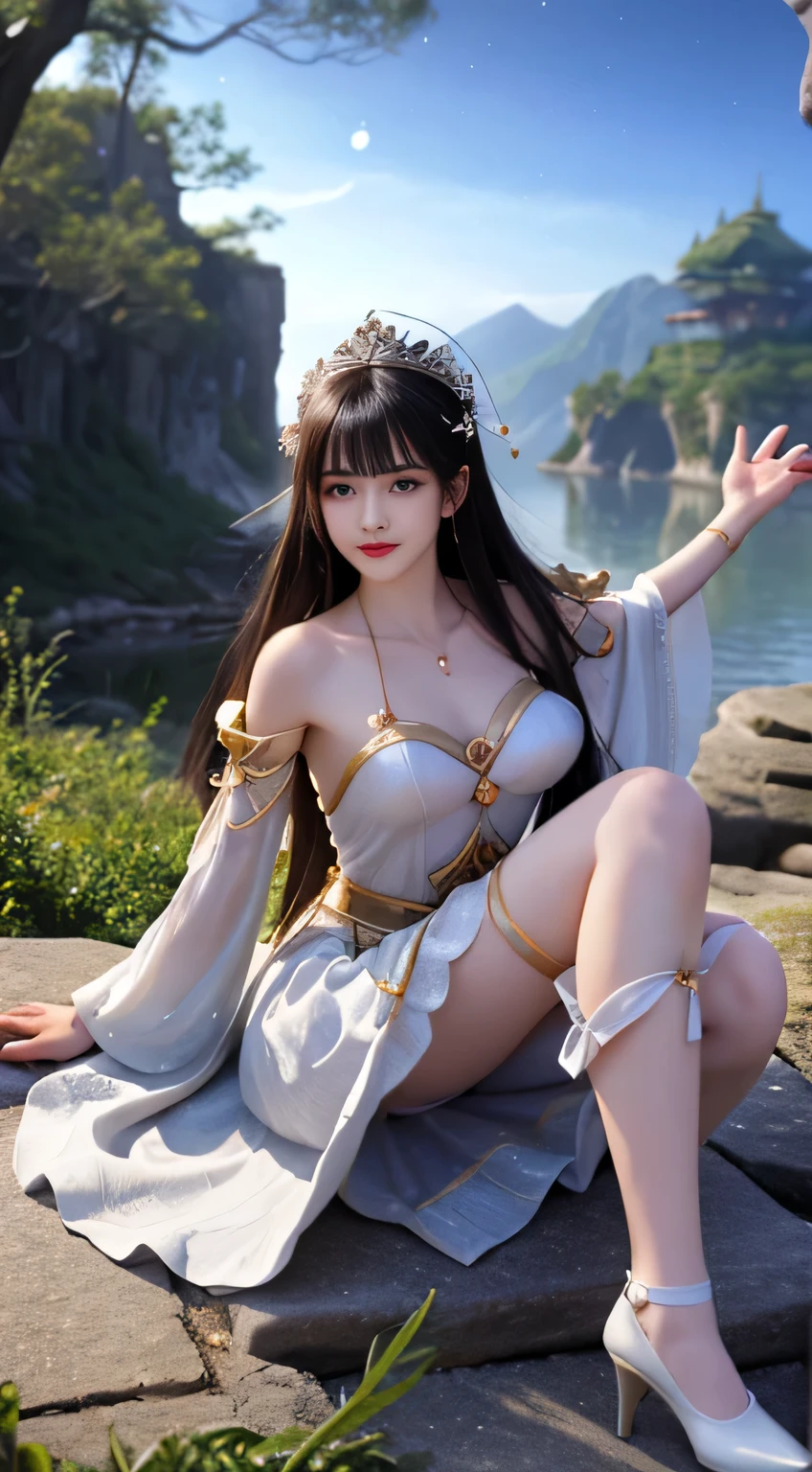 scenery under moonlight,The ancient costume goddess has a unique style。Her gorgeous outfit sparkles,skirt swaying in the breeze,Looks elegant and dynamic。Her eyes were full of playfulness,As if blending into this peaceful nature。
The costume goddess is wearing a pair of fashionable high heels,It seems incompatible with her elegant temperament,But it adds a touch of mystery and sexiness invisibly。。Her feet stepped on the bluestone,like dancing on the ground,Every step is full of grace。
under the moonlight,The scenery is more hazy and beautiful。,fairy beauty。Her behavior is playful and cute,Make people want to get closer,Discover her inner secret。
,Ancient costume goddess and beautiful landscape painting。she smiles,sports,Everything is full of poetry,It's intoxicating,Inextricable。,,,white skirt,,sit on the floor,,front,white high heels,,beautiful ass,showing genitals,No pants