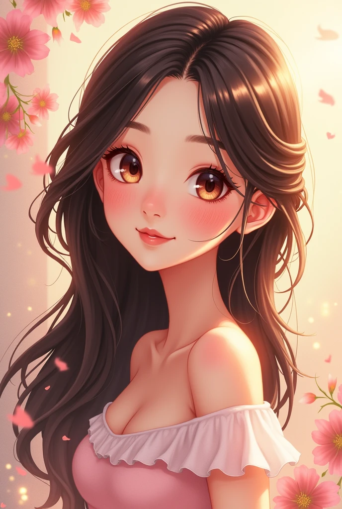 Make a beautiful lady model of a cartoon 
