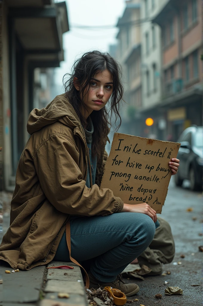 There's an ugly girl who lives on the street and is a beggar and doesn't have a newspaper to buy bread.