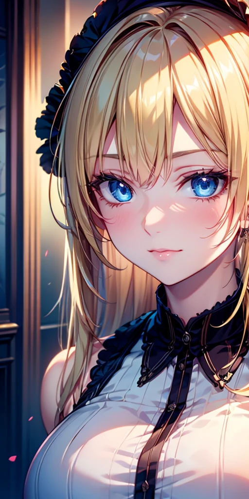 portrait, Practical, elegant adult woman, blue eyes, Blonde Hair, 4K resolution, High quality CG, Beautiful CG, Soft Light