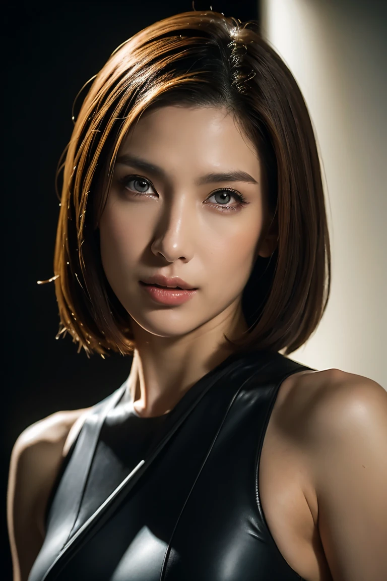 ((masterpiece)), ((最High resolution)), Jill Valentine from Resident Evil 3, ((detailed skin texture)), ((A face with attention to detail)), Captivating smile, Partially transparent、A low-cut bodycon suit with detailed details,  (Realistic photos), (最high quality), (detailed), Photographed with Canon EOS R5, 50mm lens, debt/2.8, High resolution, (8k), (wallpaper), (Cinema Lighting), (Dramatic lighting), (Sharp focus), (Complex), RAW Photos, Strike a pose for the camera, 8k uhd, high quality, Film Grain, Craig Morey