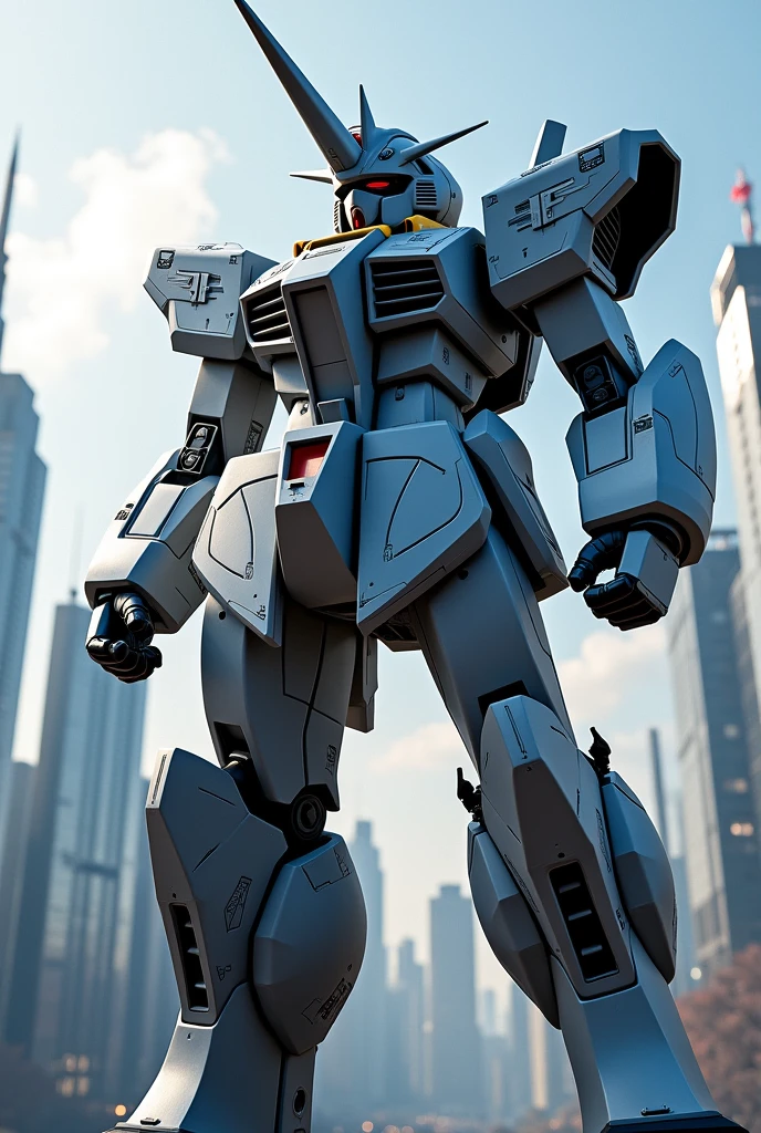 Gundam frame with unicorn like v fin on the forehead