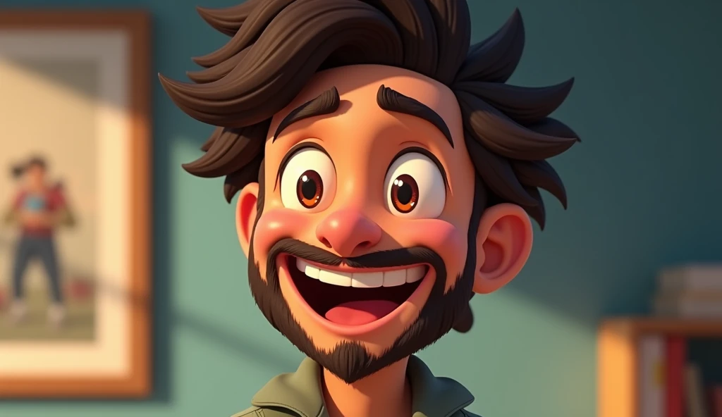 Ramu looking self-satisfied and happy, feeling proud with his work. The joy of success and confidence should be visible on his face. .cinematic 'cartoon steal