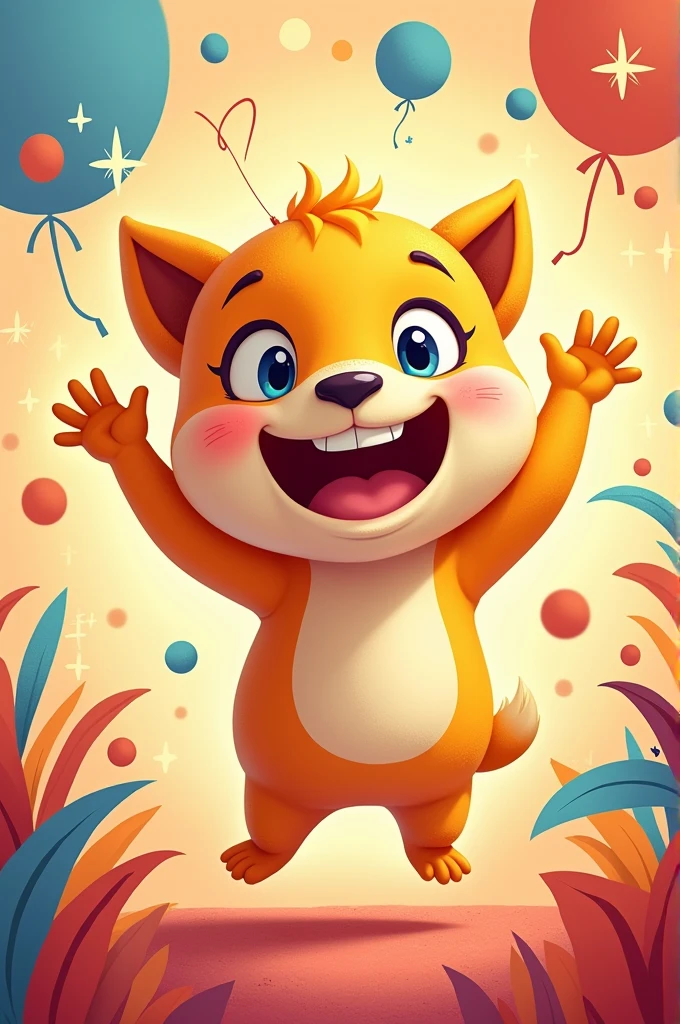 Make a representation of the emotion of joy in a cartoon drawing.