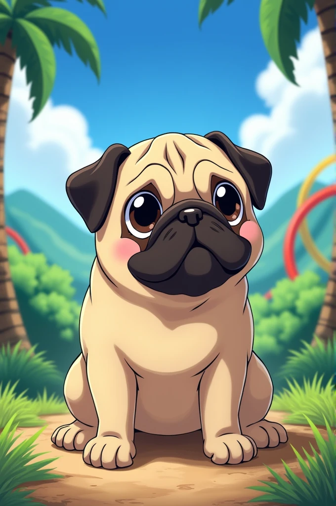 A pug puppy in the style of Sonic X
