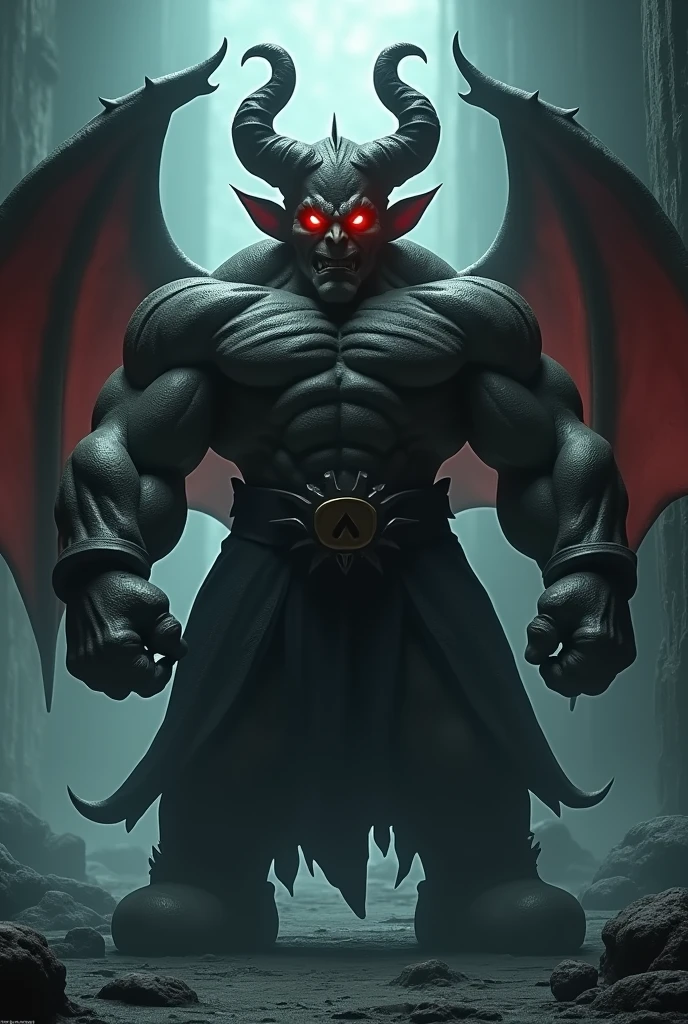 (ultra detailed)、Luigi、Evil Face、Red glowing eyes、Muscles and clothes、horn、wing