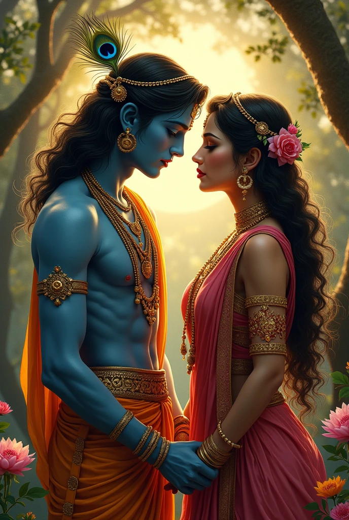 Krishna bhagwan trying to talk to radha but she is angry