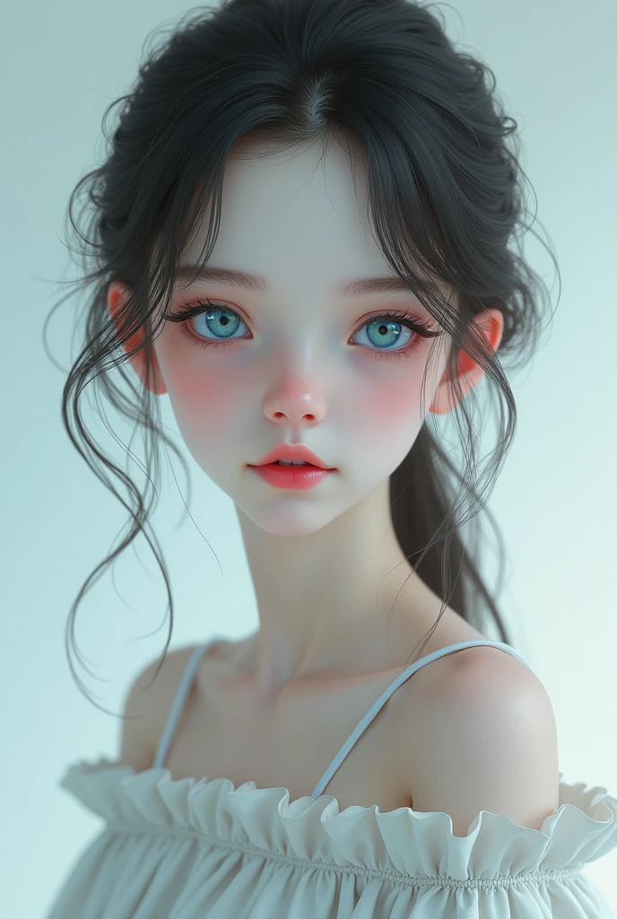 An 1 white-skinned girl, by white, blue eyes of 1.70 meters high