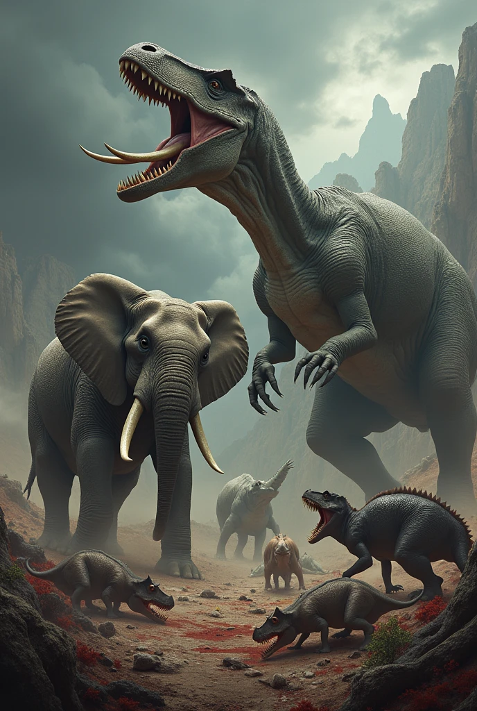 Elephants killed by dinosaur
