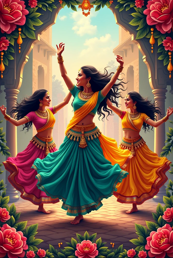Poster for indian university dance club named rhythm rhapsody written on bottom