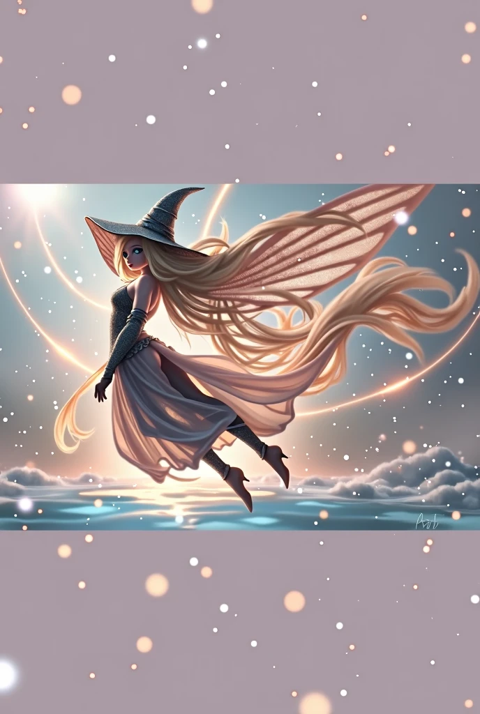 Highest quality, High resolution, One person, Fairy, Witch Hat, Floating in space, Energy sphere, Particles of light, Shiny Hair, Shining Star, Fantasy,