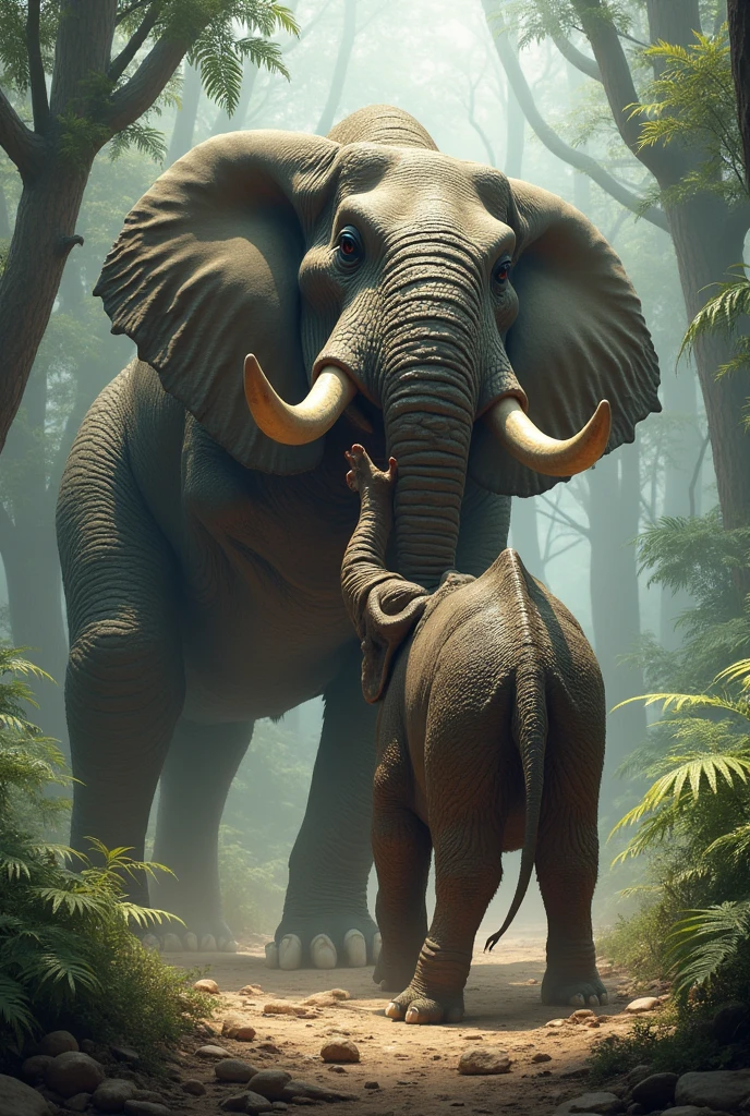 Elephant killed by dinosaur fighting 