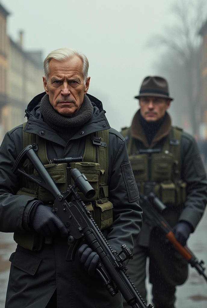 Create how Russian soldiers lead Biden and Zelensky to be shot