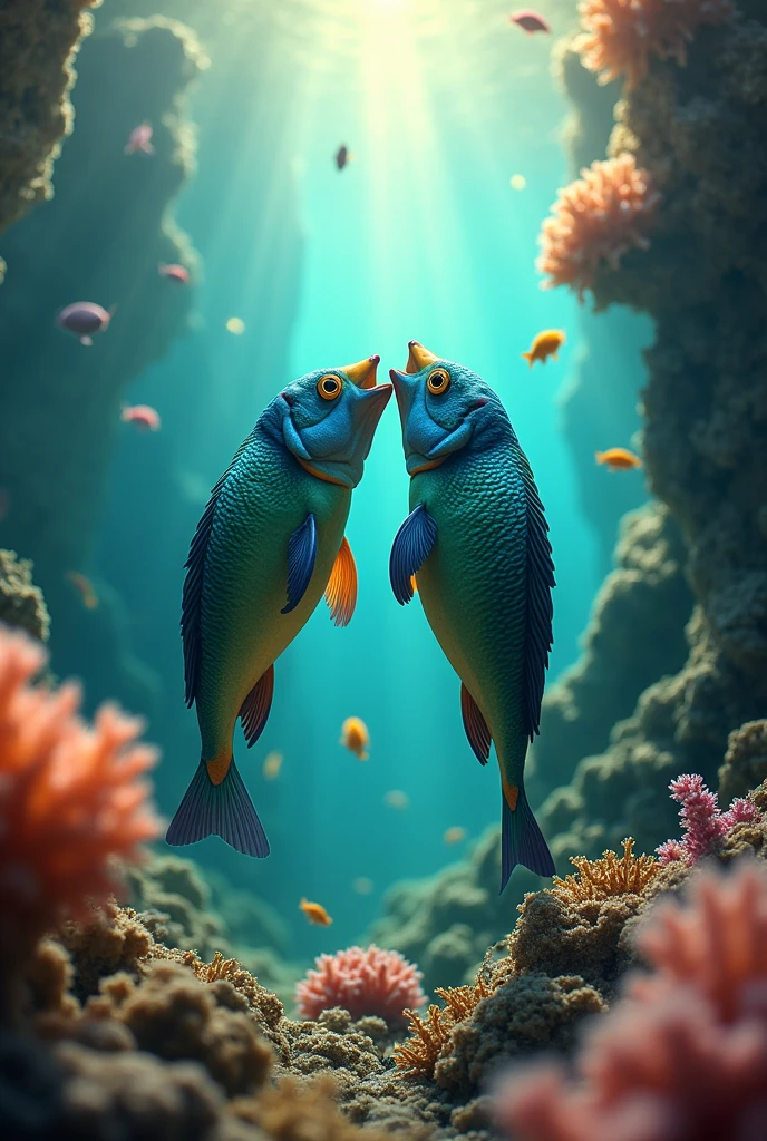Polar parrot fish breeding pair