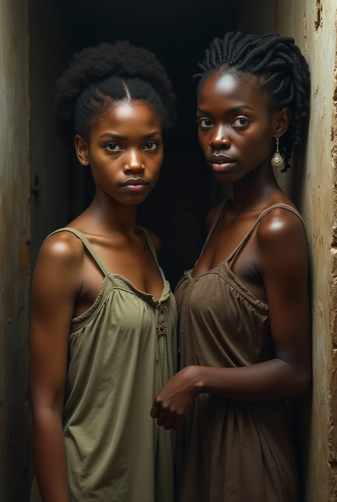 Jeune pauvre femme noir avec sa méchante et jalouse soeur