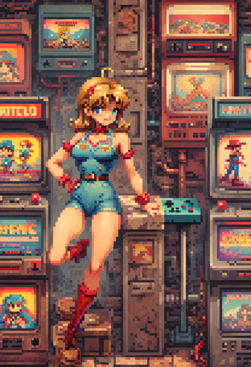 Retro games, Retro style characters, (masterpiece, Highest quality, Perfect composition,Very detailed, Intricate details, Professional, Official Art, Representative works:1.3)