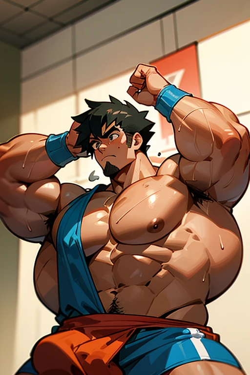 Ash Ketchum from Pokémon anime as a big dumb age muscular bodybuilder jock in a locker room flexing and staring blankly with mouth gaping open as his eyes glow under hypnosis as he repeats, "Bigger... Dumber.... Must obey.... More like a jock bro every day.... Yes, Coach. I obey. Huhuhuhuh.... Sweaty brutes must obey.... Sweaty brutes do what you say.... Big ... sweaty ... musky jock bro.... The muscles must grow. The old smarts must go.... Recruit the nerds and watch them grow. Make them like us, ... more big dumb jock bros. Huhuhuh.... We will grow. We will spread. We will make more dumb jocks.... We will grow... We will spread... We will make more dumb jocks.... We will grow. We will spread. We will make more dumb jocks.... Assimilate.... Grow.... Transform.... Become.... Convert.... Be a dumb jock...." in deep mindless emotionless voice with fellow hypnotized jocks to forget about catching ghosts and focus instead on training his body and obeying his coach. Mouth dropped open. Hyper swollen bulging crotch. Hyper muscles. Toned muscles. 5% body fat. Steam rising from armpits and shoulders. Big biceps. Big triceps. Broad shoulders. Big traps. Big lats. Big meaty pecs. Massive deltoids. Six-pack abs. Spherical glutes. Brainwashing. Hypnosis. Hypnotized. Bro. IQ drain. Dumber and dumber. Meathead. Musclehead. Mindless. Hypno. Mind control. Brain drain. Entranced. Brute. Brutification. Brain drain. brainwashed. brainwash. Meathead jock bro assimilation. Mindless. Brainless. Empty stare. Hairy pecs. Hairy armpits. Treasure trail.