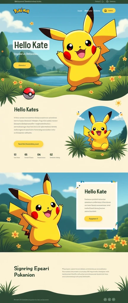 generate a hello kate website with pikachu