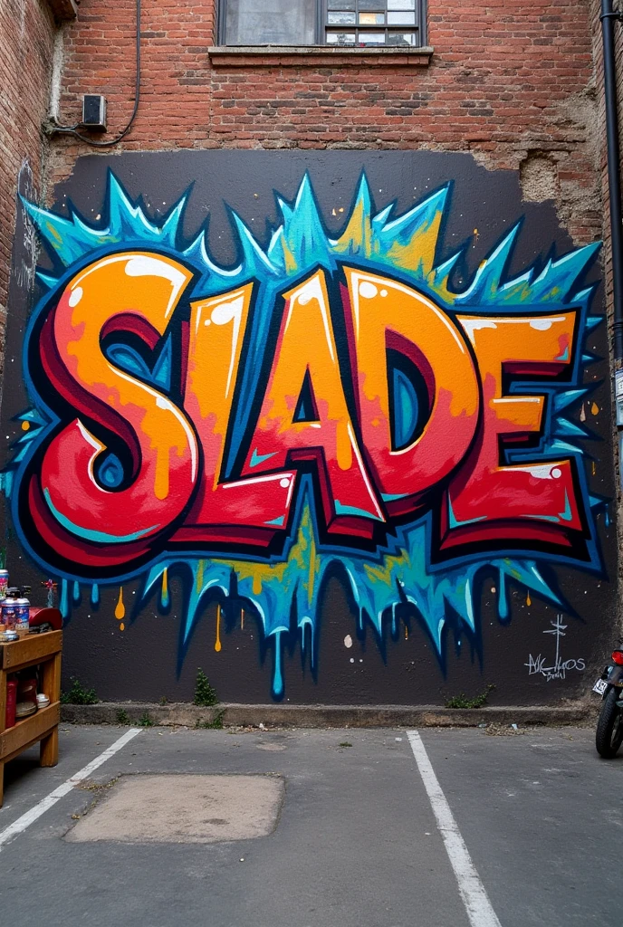 A graffiti mural that says slade