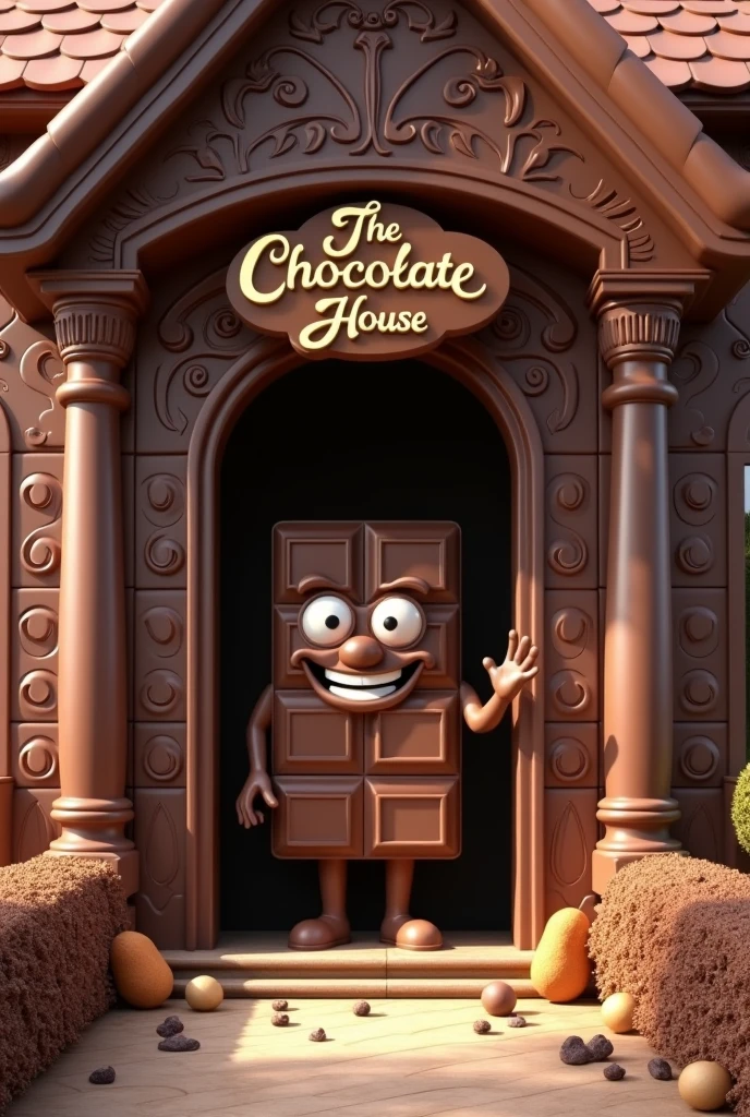 The entrance of the house with a chocolate theme