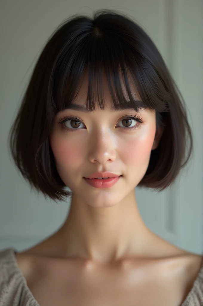 Beautiful woman with bob cut