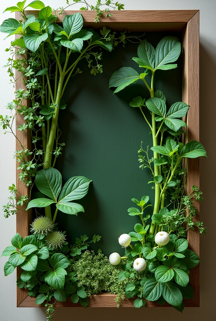 Fram with green plants onion Melinjo