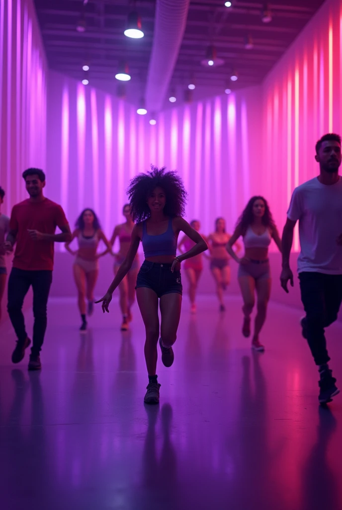 Zumba hall with purple colour aesthetics combination