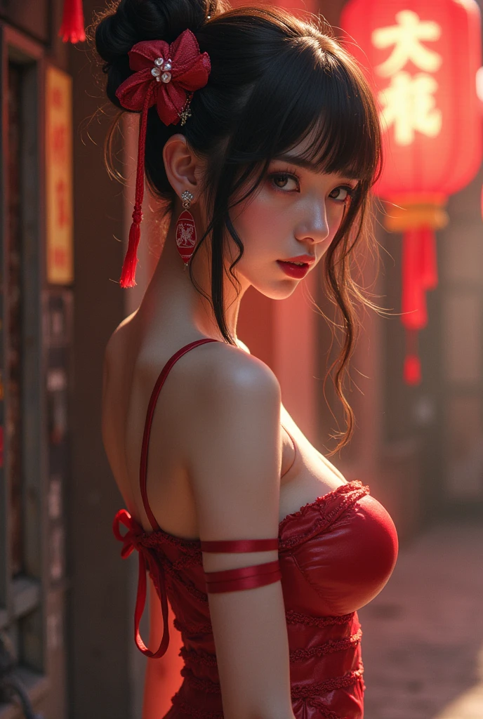 AncheReddressgirl,, ((cowboy shot)), ((from below)), ((are shoulders)), ((Very short hemline)), ((Leaking sexy legs)), ((Big breasts, big , cleavage)), silky straight hair、Big eyes with bangs and eyeliner、Get wet all over your body、Nordic youth、perfect body figure、Very beautiful and lovely、White muscle、Glossy glossy skin、Young and beautiful skin、Perfect and beautiful little face、Shine makeup、Thin pink lip gloss expression、1 、lipsticks、Deceptive advertising、{steamy}、Audience view、Primetime lights、Bokeh atmosphere perspective、Details、cinematic lighitnglamplight、Complicated details、A high resolution、 Detailed features of the facial design、high detal、Clear focus、Smoothness、aesthetics、print、octanerender、masterpiece