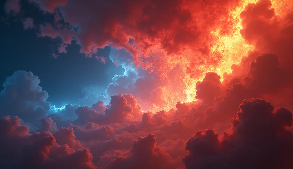 Red and blue
Fire on sky  and 




