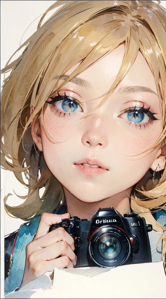 (((beautiful detailed)))(cute face:1.2)1girl, girl lies down on the ground and uses a camera to photograph the back view of a cat as it walks, cat with testicles(sharp lines:1.2)(clear line:1.2)(eye details:1.3)(thick border:1.4) animation cel style ((masterpiece, high quality, best quality)ground-level shot, ,Watercolor style, watercolor pencil, paper texture,simple background, simple background, white background,Tsuruta Kenji, Emanon