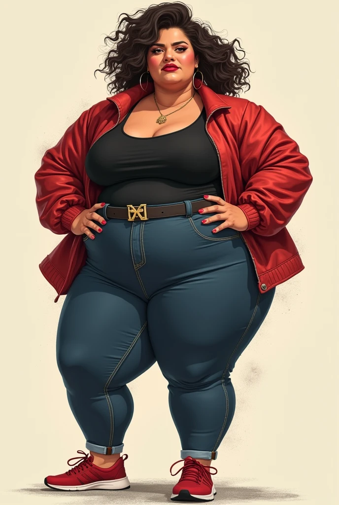 Draw a 2 fat unmarried woman with a fierce personality.
