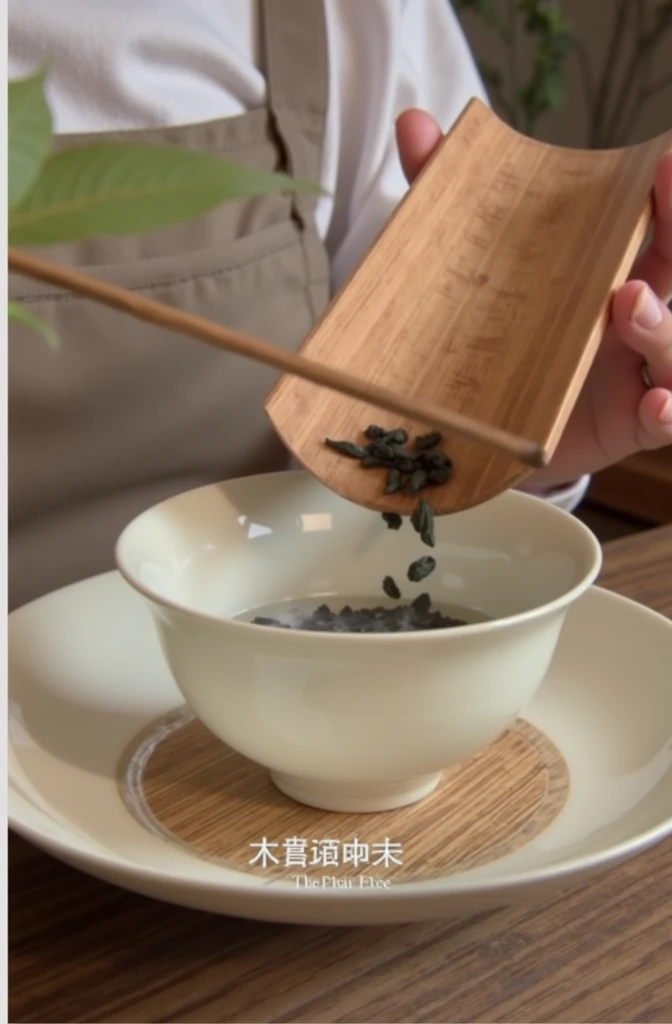 Put tea leaves into the empty cup,Very detailed,HD,Clear details