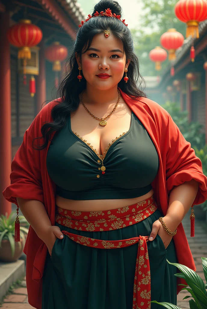 Draw a 2 fat unmarried woman with a fierce personality Vietnam