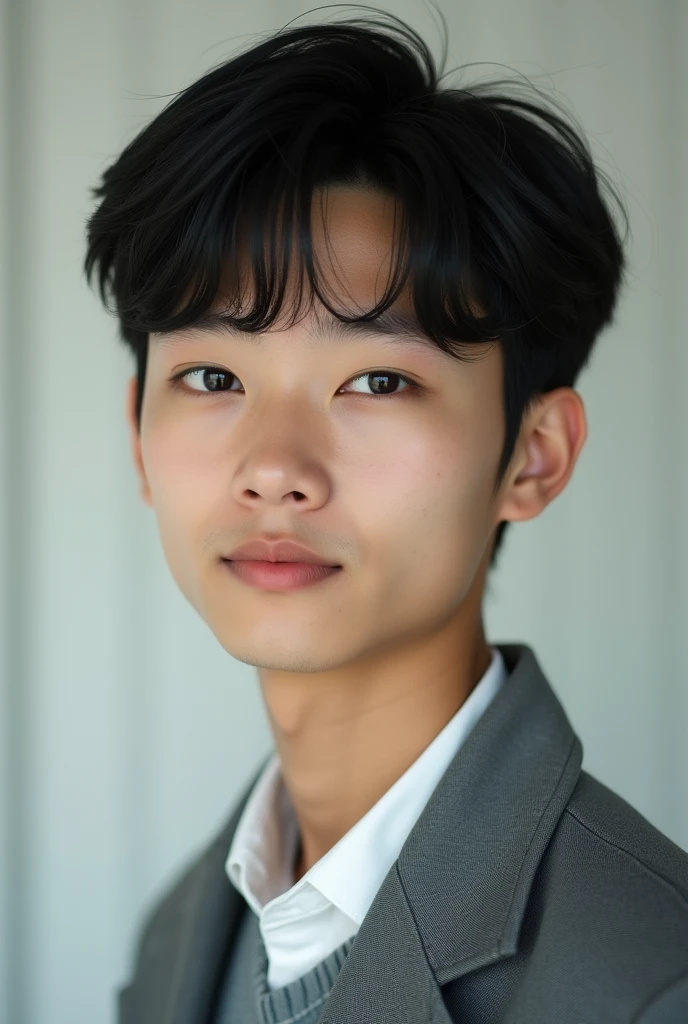 Handsome Korean Taiwanese high school boy with single eyelids