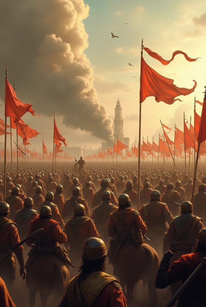 "Visualize the moment when Muhammad Ghori’s army, tired and worn after facing the Chalukyas, suddenly encounters the full might of Prithviraj Chauhan’s forces. The battlefield is a sea of chaos, with Ghori’s soldiers overwhelmed by the sheer power and unity of the Indian kings."