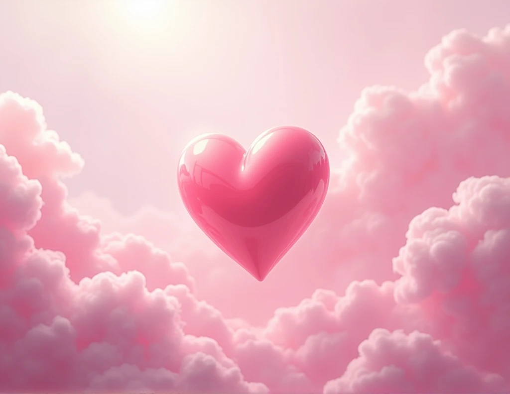 a pink human heart trapped in the pale pink clouds