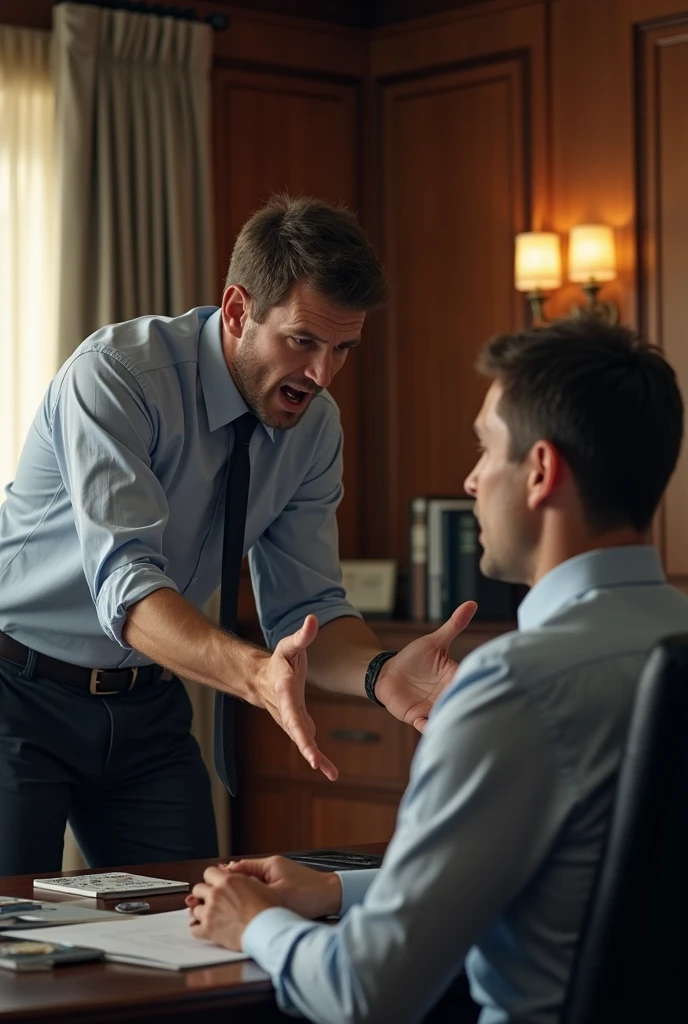 A man complaining to a company manager about misleading advertising