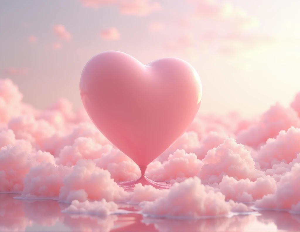 a pink heart stuck in glue with pale pink color heaven cloud aesthetic
