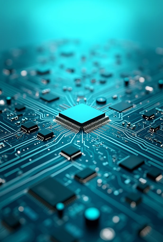 Computer board circuit technology turquoise blue color