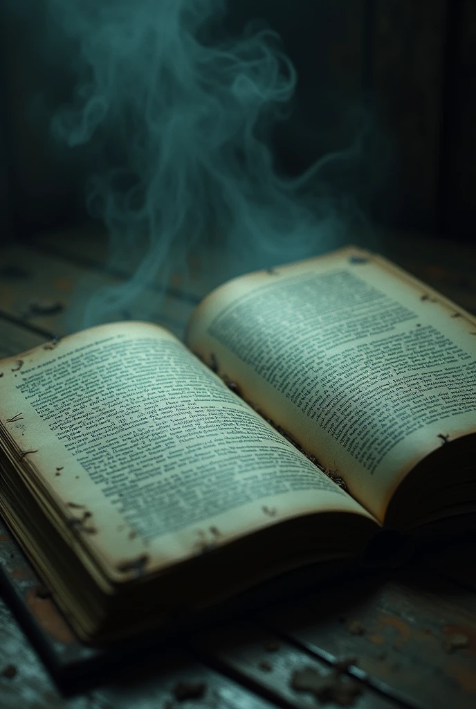 The moment when the journal’s text starts to twist and change, with ghostly figures or faces subtly emerging from the pages.
