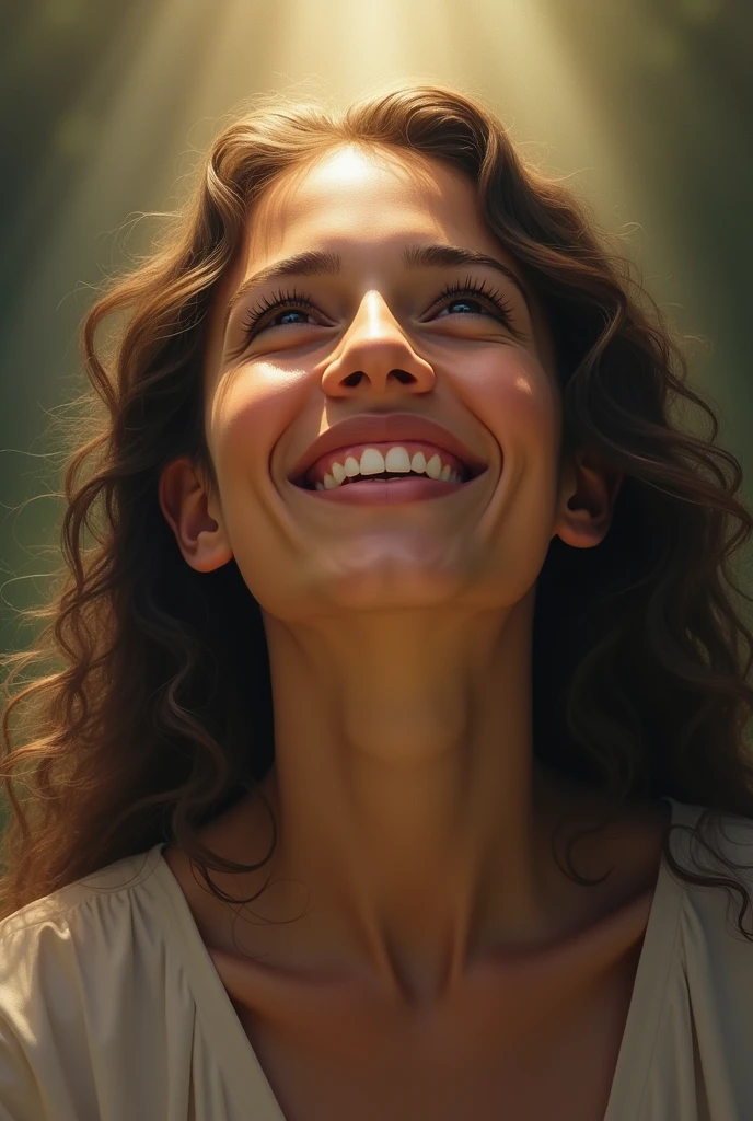 The person's face is filled with joy, peace, and determination, as if they're declaring, "I'm standing on the promises of God, and I won't be shaken!"