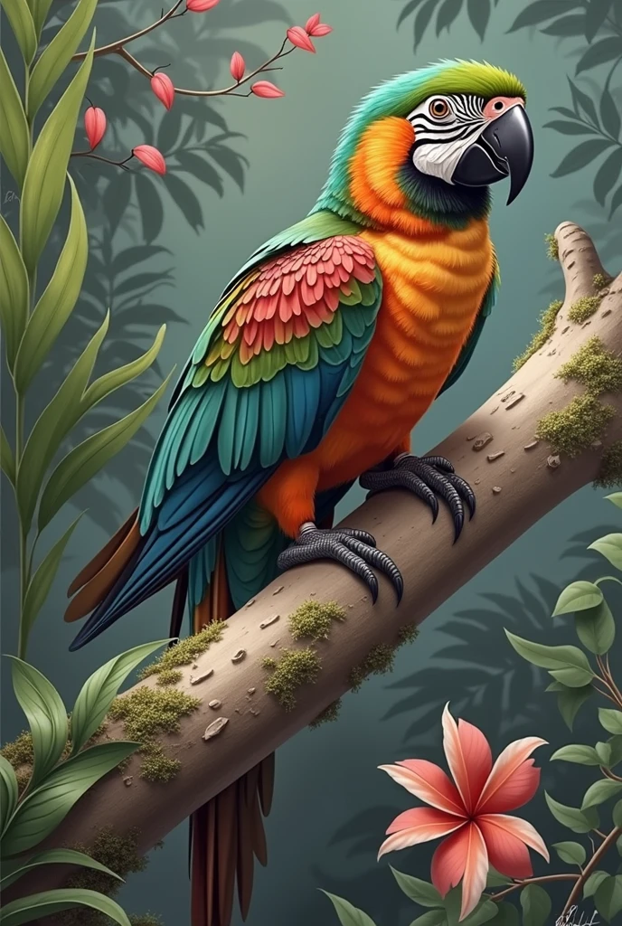 Dominica parrot in the jungle tattoo 