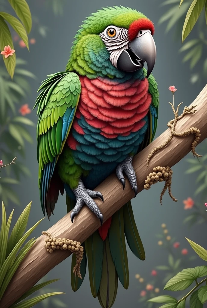Dominica parrot in the jungle tattoo
