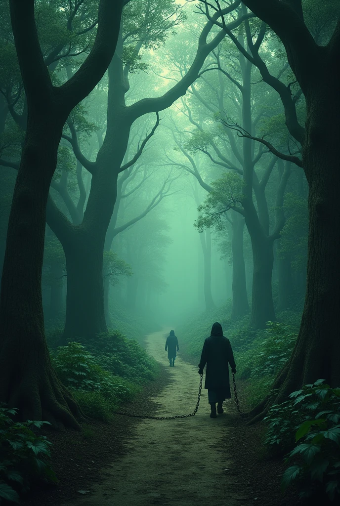 A path without direction ,full of trees in solitude ,lost chained without being able to find a way out in that long canine