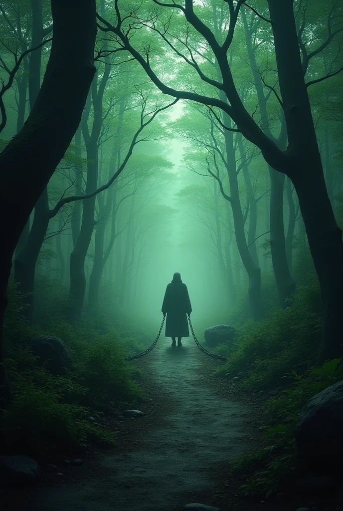 A path without direction ,full of trees in solitude ,lost chained without being able to find a way out in that long canine