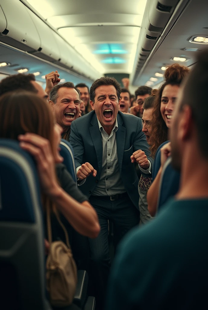 A lot of crazy people started shouting in the plane