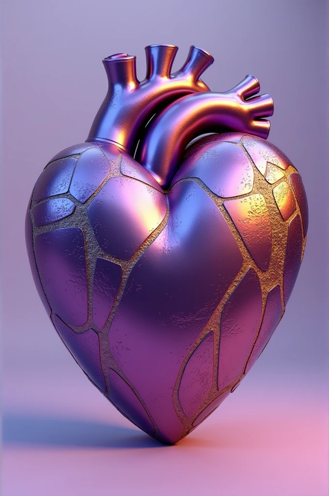 3D HEART PURPLE AND GOLD COLOR